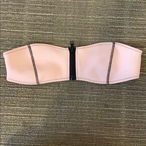 Strapless bikini, adjustable zipper, pastel pink